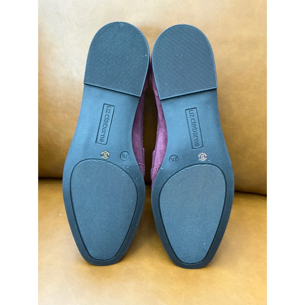 Liz Claiborne Inca Penny Loafers Womens 7.5 Wine New Suede Memory Foam Flats - Picture 5 of 8